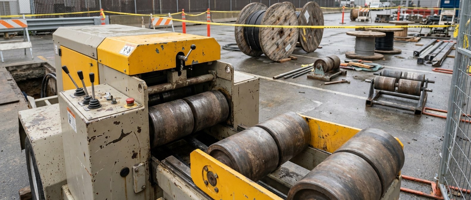powered cable feeder with driven rollers на трассе