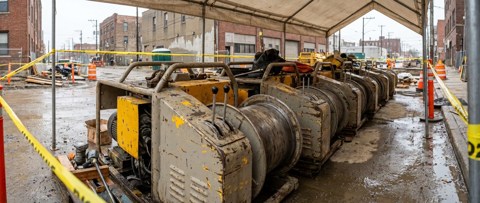 powered cable feeder with driven rollers в ряду на площадке